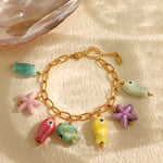 Gold color / 1 Piece Simple Series Cute Turtle Stainless Steel  Gold Color Women's Charm Bracelets 